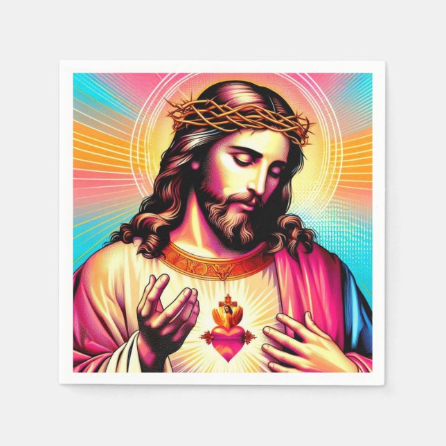 Färgfulla Jesus napkins! Pappersservett (Framsidan)