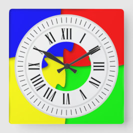 Färgfulla Jigszawa Puzzle Delara romerska timmar,  Fyrkantig Klocka