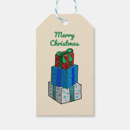Färgfulla julprensenter presentetikett