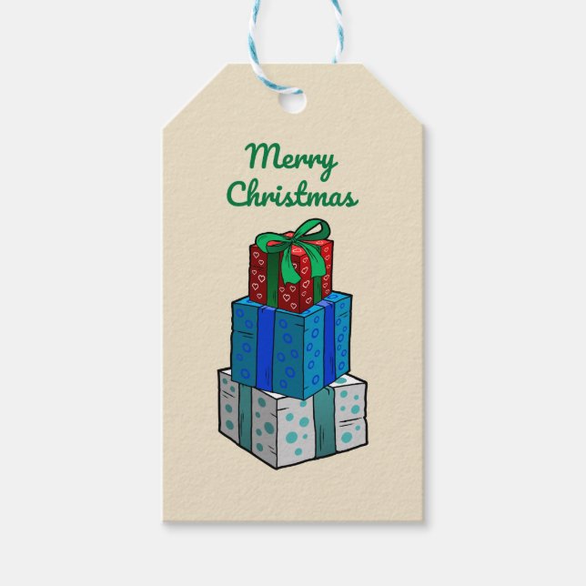 Färgfulla julprensenter presentetikett (Framsidan)