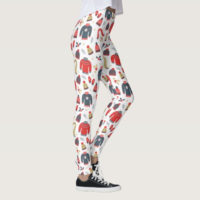 Färgfulla julsymboler och sötare Mönster Leggings (Höger)
