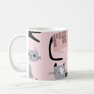 Färgfulla kattungar: Vintage för barns Rosa Kaffemugg