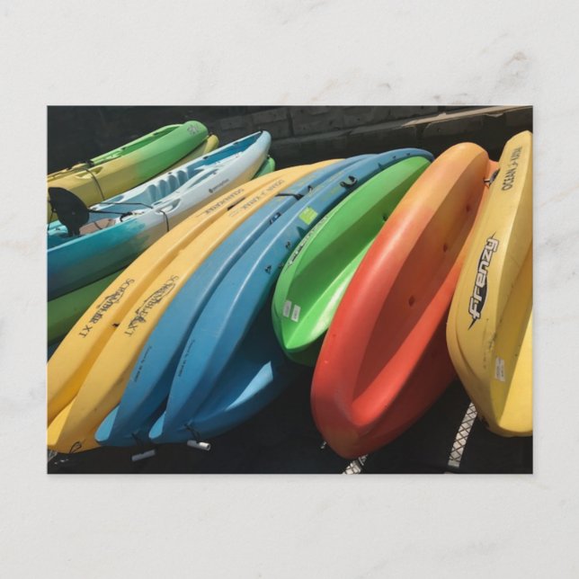 "Färgfulla Kayaks" Fotovykort Vykort (Framsida)