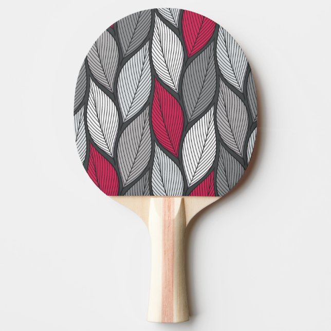 Färgfulla löv: handdragna sömlösa mönster. pingisracket (Framsidan)