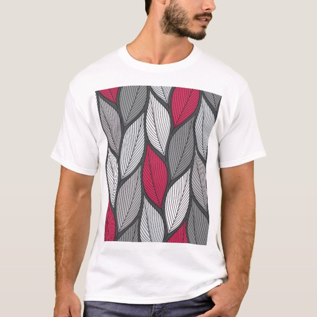 Färgfulla löv: handdragna sömlösa mönster. t shirt (Framsida)