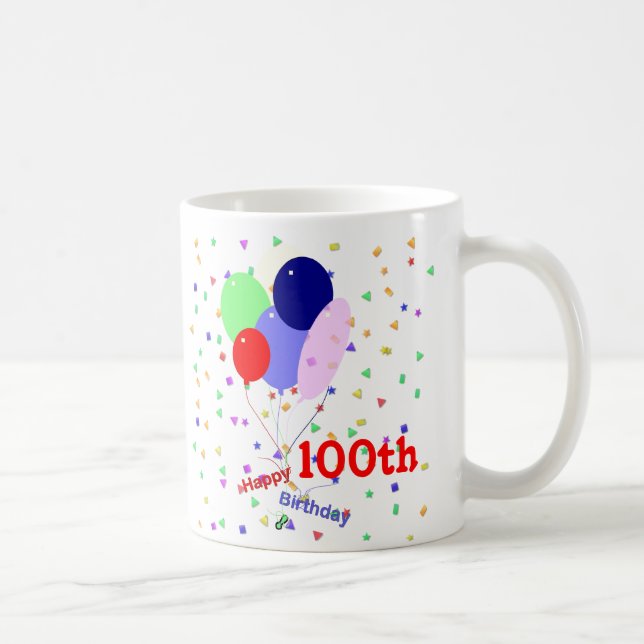 Färgfulla Lycklig 100:e födelsedagsballonger Kaffemugg (Höger)