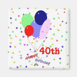 Färgfulla Lycklig 40:e födelsedagsballonger Magnet