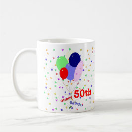 Färgfulla Lycklig 50:e födelsedagsballonger Kaffemugg
