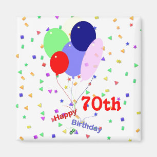 Färgfulla Lycklig 70:e födelsedagsballonger Magnet