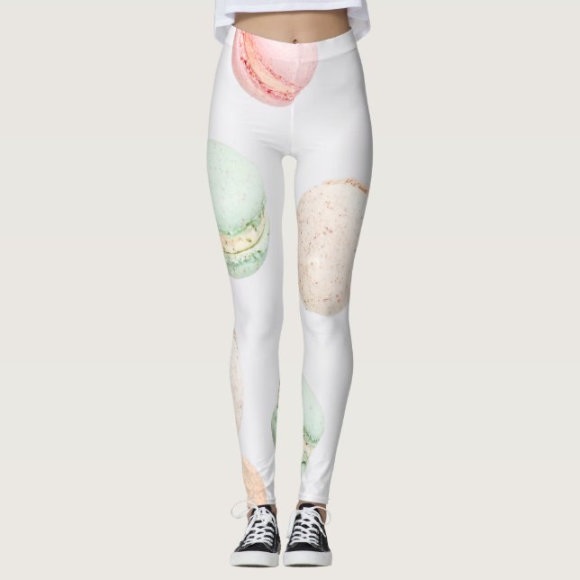 Färgfulla makaroner: Sötblommande Mönster. Leggings (Framsida)