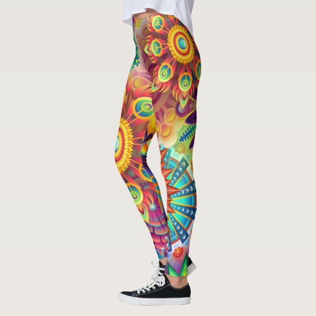 Färgfulla Mandala Capri-allt-over-Print-laging Leggings (Vänster)