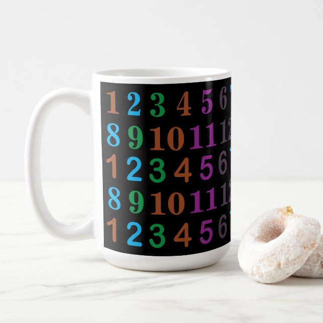 Färgfulla matematiska nummer kaffemugg (Med munk)
