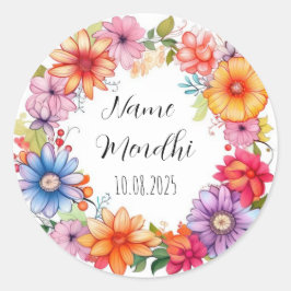 Färgfulla Mendhi-favoritklistermärken Runt Klistermärke