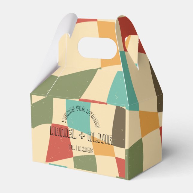 Färgfulla, minimalistiska favoritrutor för bröllop presentaskar (Framsidan Sidan)