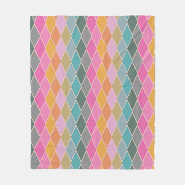 Färgfulla moderna diamantformer Geometric Mönster Fleecefilt (Framsidan)