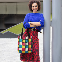 Färgfulla monokroma kontroller tygkasse