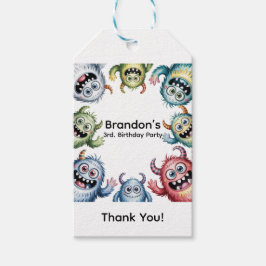 Färgfulla monster 3:e. Tack för födelsedagsfest Presentetikett