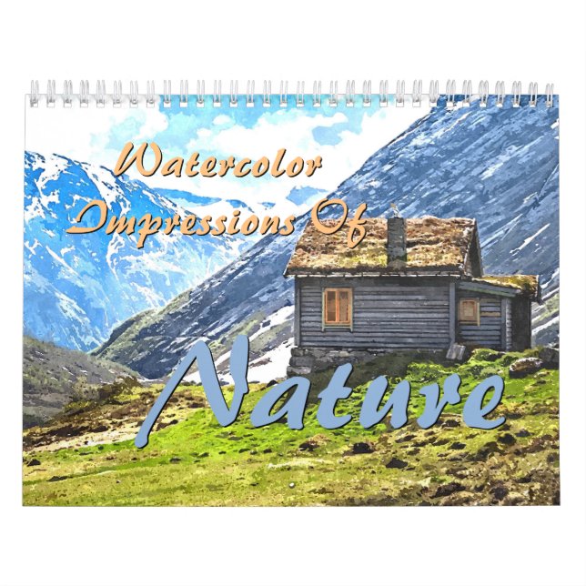Färgfulla naturimponeringar Vattenfärgsfärgbilder Kalender (Omslag)