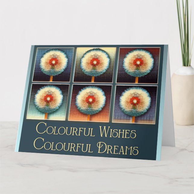 Färgfulla Önskemål-färgade drömmar - födelsedagsko Kort (Framsida)