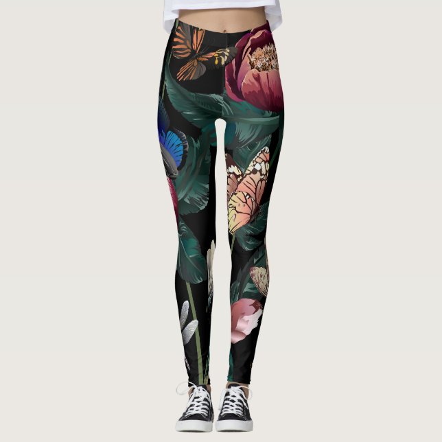 Färgfulla peonier: stor blomma mönster. leggings (Framsida)