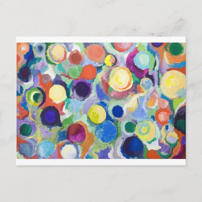Färgfulla planeter (abstrakt expressionism) vykort (Framsida)