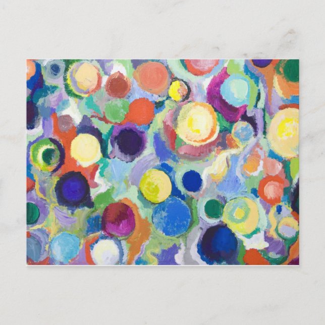 Färgfulla planeter (abstrakt expressionism) vykort (Framsida)