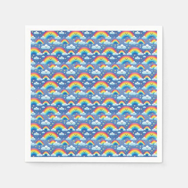 Färgfulla regnbågar och moln pappersservett (Framsidan)