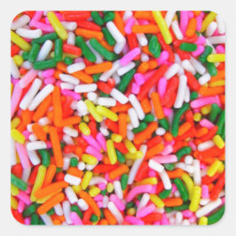 Färgfulla regnbågssprinkler fyrkantigt klistermärke