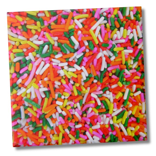 Färgfulla regnbågssprinkler kakelplatta (Fun Colorful Candy Sweet Pattern Rainbow Sprinkles ceramic tile)