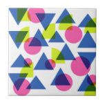 Färgfulla Retro 90s Neon Geometric Shapes Kakelplatta<br><div class="desc">1990-talets roligt inspirerade till en nyare geometrisk formgrafik med ljus gult,  blått och rosa.</div>