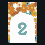 Färgfulla Retro Flowers 60:s 70's Arch Bröllop Bordsnummer<br><div class="desc">En vacker 60:s 70-tal inspirerade retro-blomman mönster med båge. En minimalistisk vintage ser ut bröllop bordsnummer med Groovy mönster och Retur färg palett för alla som kärlek odlar mönster, blommigt daisy och ritar upp färger från och tro paletten. Det finns också möjlighet att matcha bröllopsinbjudningar och andra artiklar i kontorsartiklar....</div>