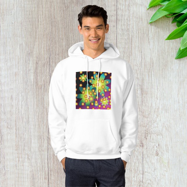 Färgfulla Retro Flowers Hoodie (Skapare uppladdad)