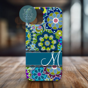 Färgfulla Retro Flowers med Monogram