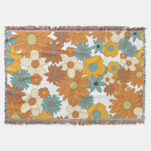 Färgfulla Retro Flowers Mönster Filt