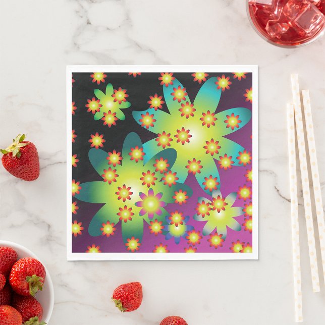 Färgfulla Retro Flowers Pappersservett (Skapare uppladdad)