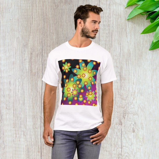 Färgfulla Retro Flowers T Shirt (Skapare uppladdad)