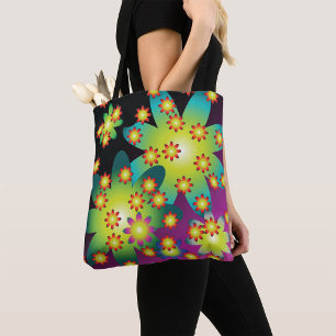 Färgfulla Retro Flowers Tygkasse