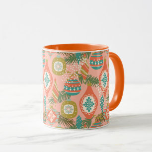 Färgfulla Retro-julprydnader Mugg