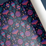 Färgfulla Retro Ornaments julklapp jul Presentpapper<br><div class="desc">Slå helgdagarna i stil med vår återinspirerade julomslutning papper! Med ett glatt mönster från mitten av århundradets prydnadsföremål i magenta,  blått,  violett och guld,  med grenar och stjärnor i träd,  lägger det till vintage charm till varje gåva under träd</div>