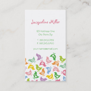 Färgfulla Retro Rainbow Chickar Mönster Whimsical Visitkort