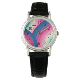 Färgfulla retro Regbow Circles Mönster Armbandsur