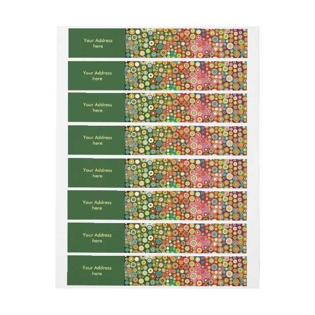 Färgfulla Retro Spots + din idé Etikettband (Ark)