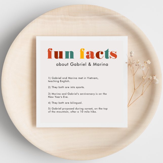 Färgfulla Roligtar för Retro Brev Facts Newlyed Br Pappersservett (Skapare uppladdad)