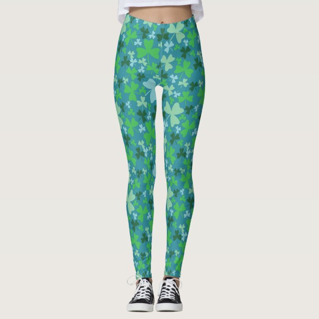 Färgfulla Shamrocks Leggings (Framsida)