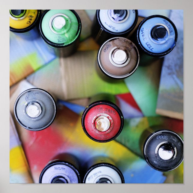 Färgfulla spraycans poster (Framsidan)