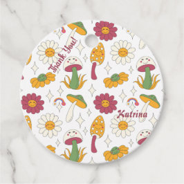 Färgfulla svampar, regnbåge och Daisy Mönster Gåvor Etiketter