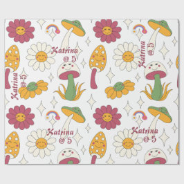 Färgfulla svampar, regnbåge och Daisy Mönster Presentpapper