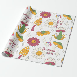 Färgfulla svampar, regnbåge och Daisy Mönster Presentpapper