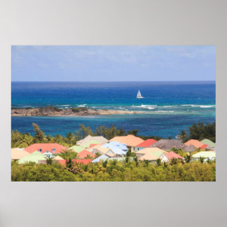 Färgfulla tak som förbiser Västindien Poster