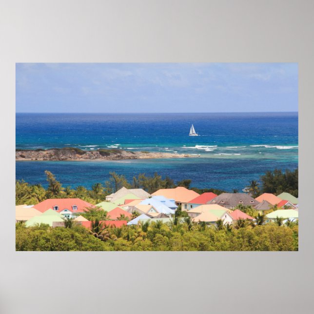 Färgfulla tak som förbiser Västindien Poster (Framsidan)